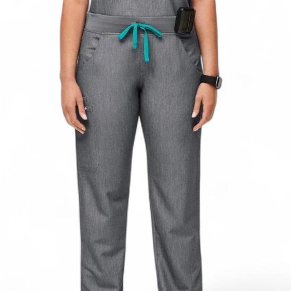 Figs Gray Joggers with Teal Drawstring
